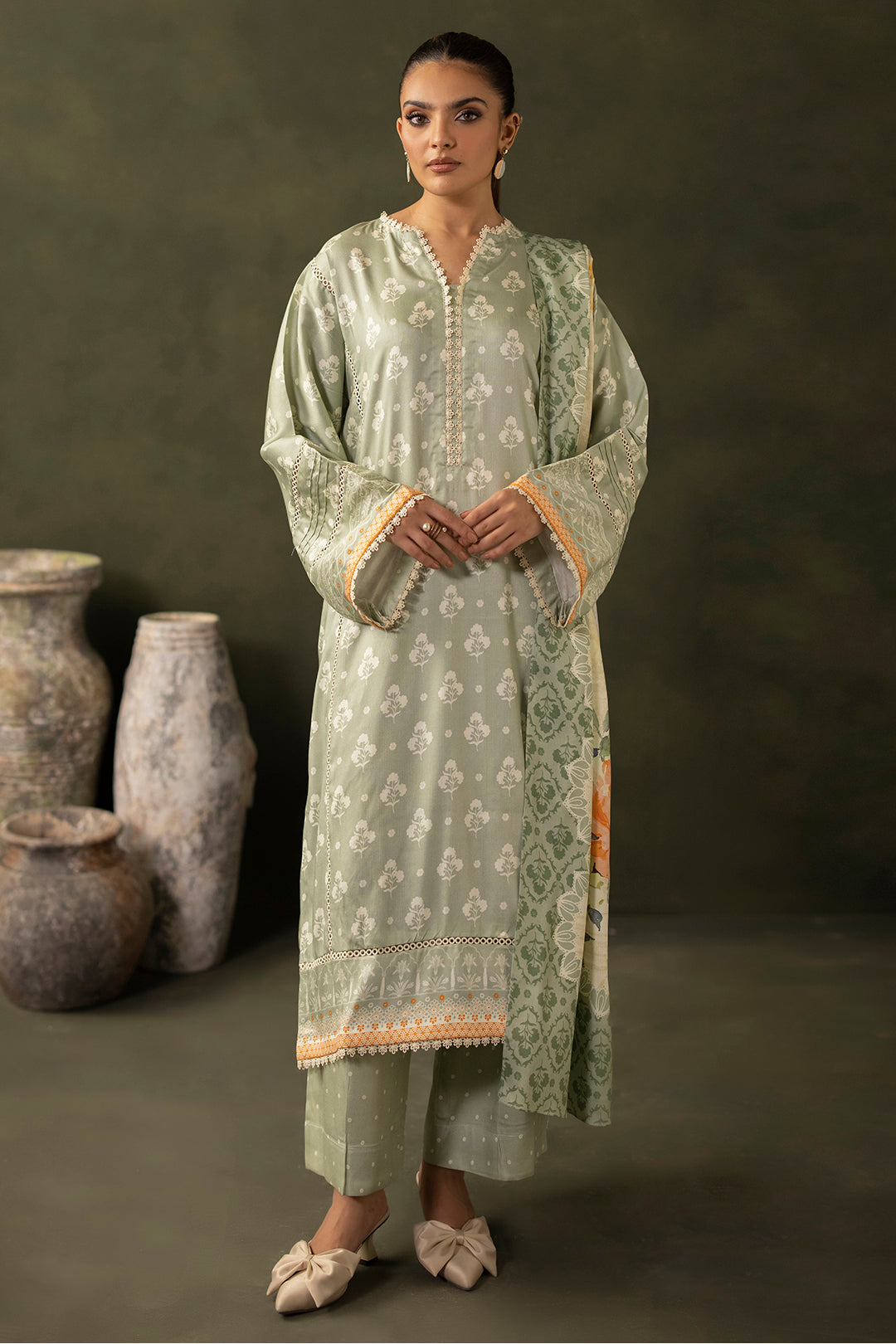 Zellbury | Unstitched 3 Piece Viscose | Shirt Shalwar Dupatta - 0306 - Designer Dress with Intricate embroidery and embellishments. Shop elegent wedding dress at Maria Faisal.