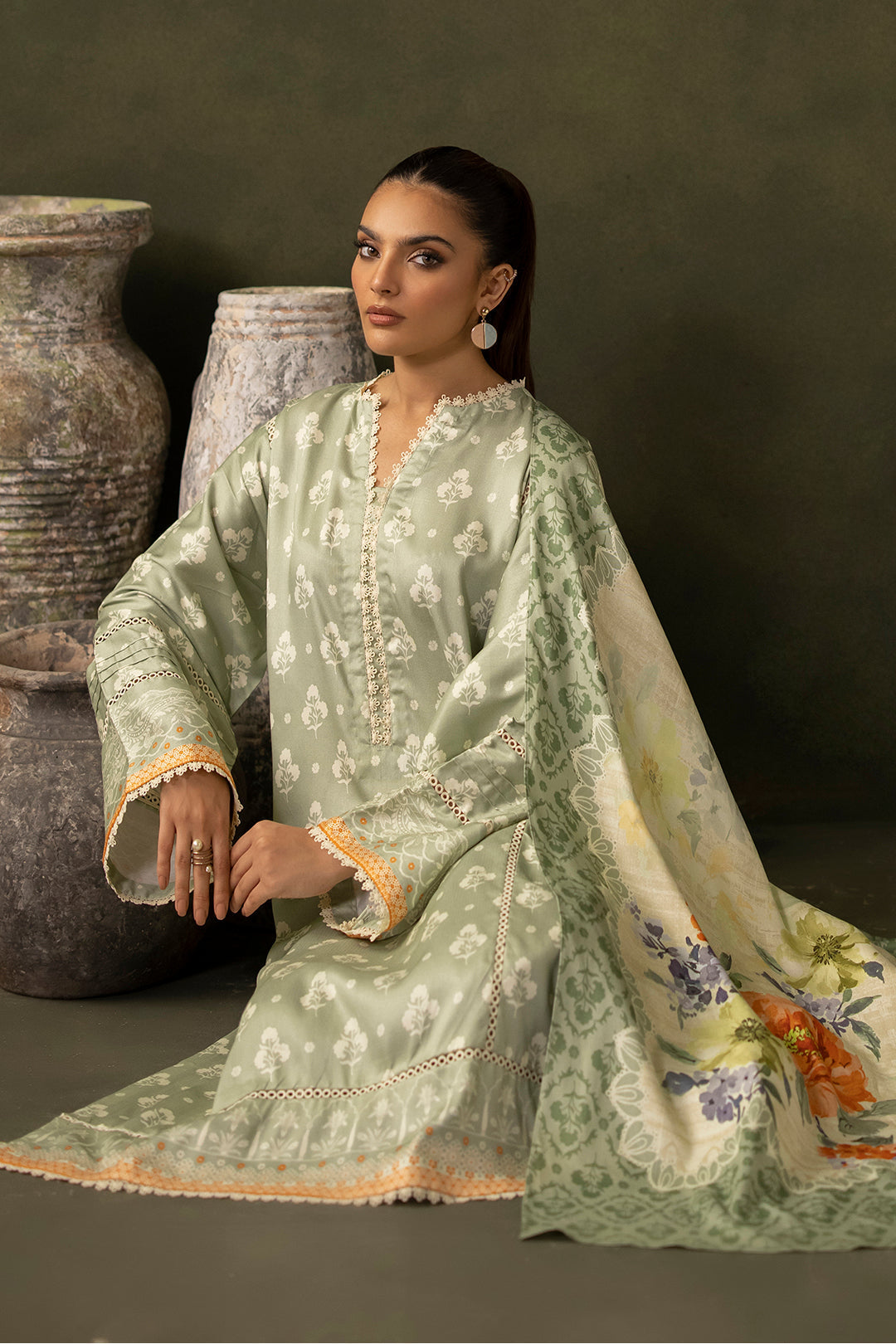 Zellbury | Unstitched 3 Piece Viscose | Shirt Shalwar Dupatta - 0306 - Designer Dress with Intricate embroidery and embellishments. Shop elegent wedding dress at Maria Faisal.