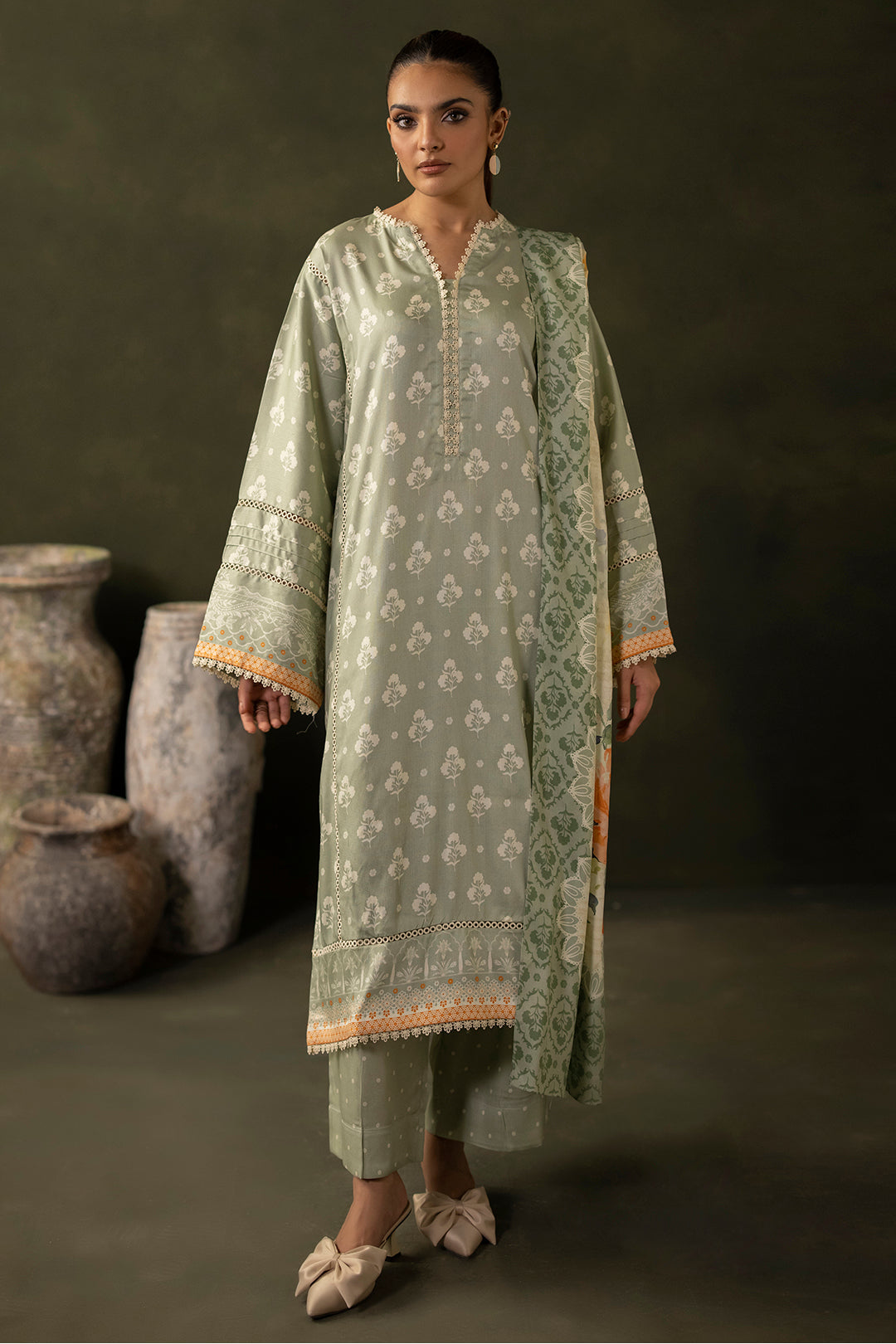 Zellbury | Unstitched 3 Piece Viscose | Shirt Shalwar Dupatta - 0306 - Designer Dress with Intricate embroidery and embellishments. Shop elegent wedding dress at Maria Faisal.