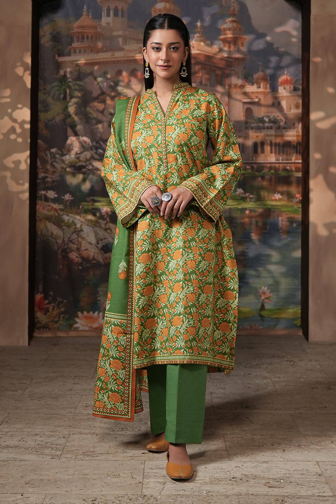 Zellbury | Unstitched 3 Piece Khaddar | Shirt Shalwar Dupatta - 0358 - Designer Dress with Intricate embroidery and embellishments. Shop elegent wedding dress at Maria Faisal.