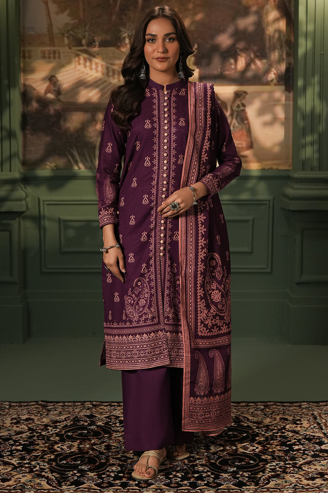 Zellbury | Unstitched 3 Piece Khaddar | Shirt Shalwar Dupatta - 0360 - Designer Dress with Intricate embroidery and embellishments. Shop elegent wedding dress at Maria Faisal.