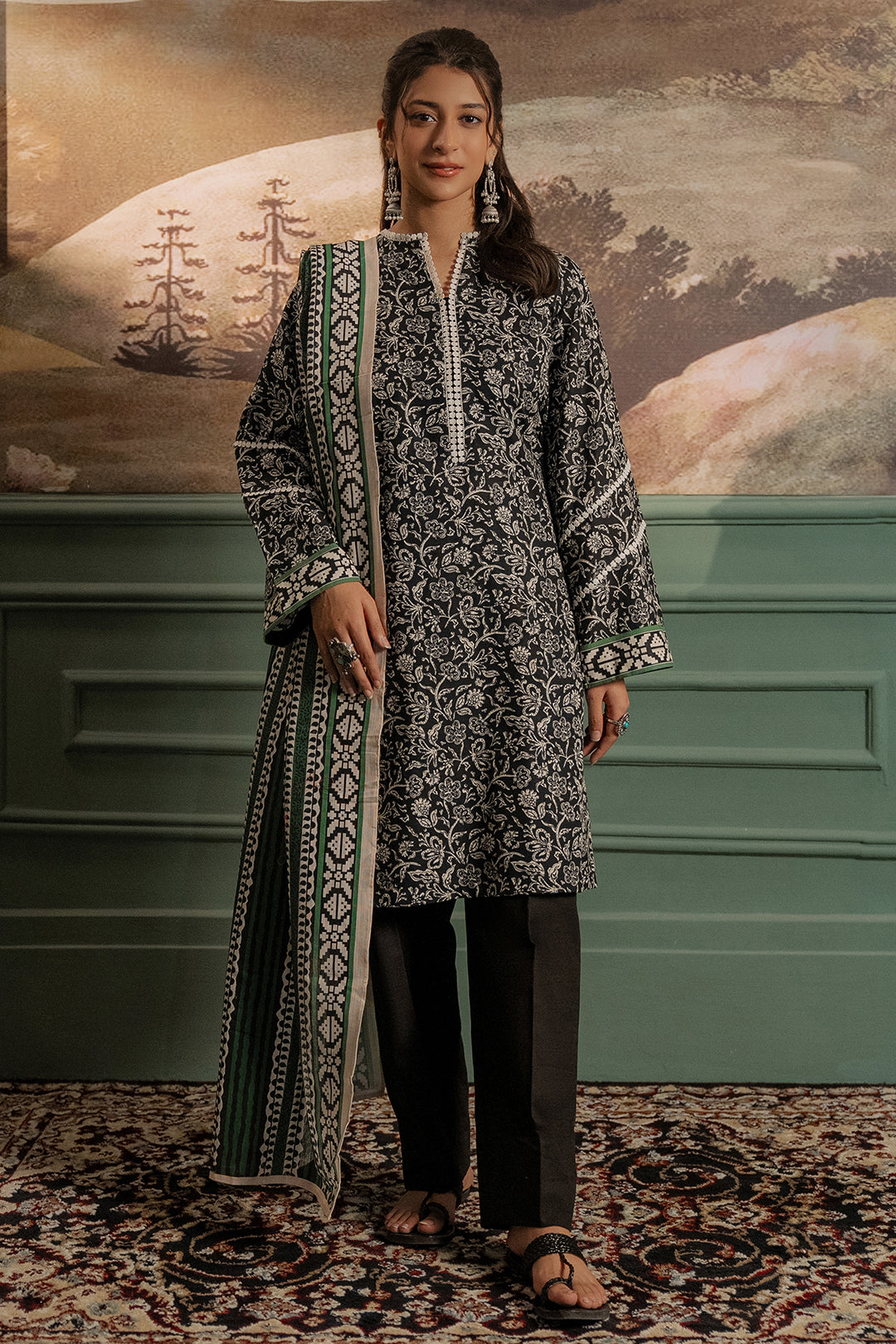 Zellbury | Unstitched 3 Piece Khaddar | Shirt Shalwar Dupatta - 0366 - Designer Dress with Intricate embroidery and embellishments. Shop elegent wedding dress at Maria Faisal.