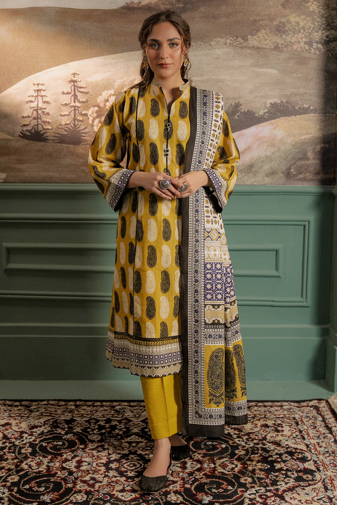 Zellbury | Unstitched 3 Piece Khaddar | Shirt Shalwar Dupatta - 0371 - Designer Dress with Intricate embroidery and embellishments. Shop elegent wedding dress at Maria Faisal.