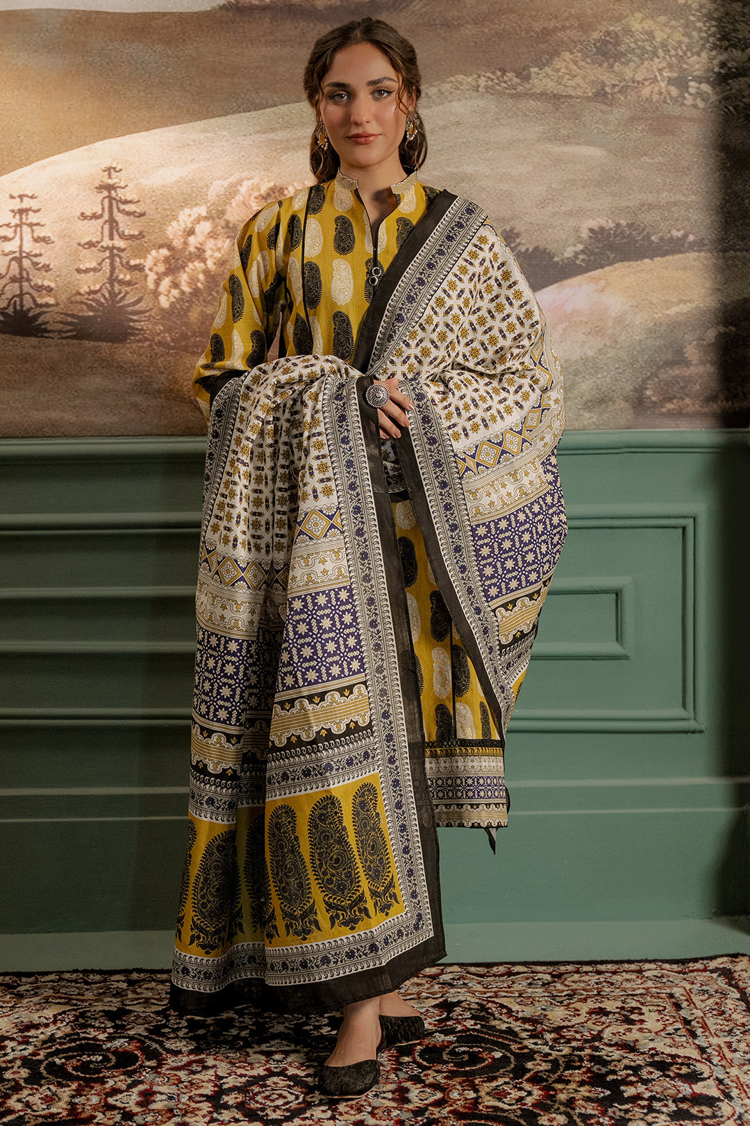 Zellbury | Unstitched 3 Piece Khaddar | Shirt Shalwar Dupatta - 0371 - Designer Dress with Intricate embroidery and embellishments. Shop elegent wedding dress at Maria Faisal.