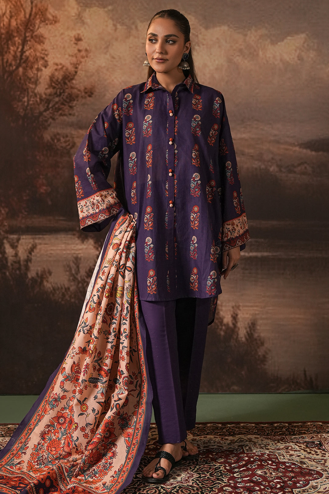 Zellbury | Unstitched 3 Piece Khaddar | Shirt Shalwar Dupatta - 0372 - Designer Dress with Intricate embroidery and embellishments. Shop elegent wedding dress at Maria Faisal.