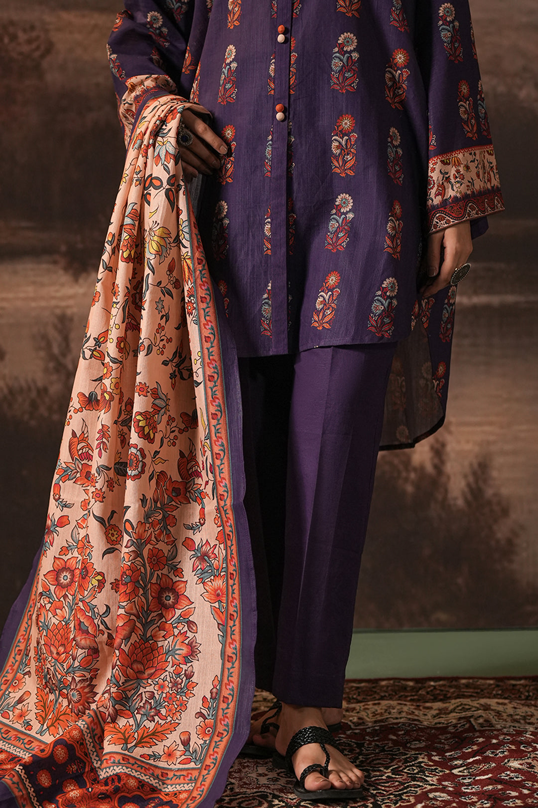 Zellbury | Unstitched 3 Piece Khaddar | Shirt Shalwar Dupatta - 0372 - Designer Dress with Intricate embroidery and embellishments. Shop elegent wedding dress at Maria Faisal.