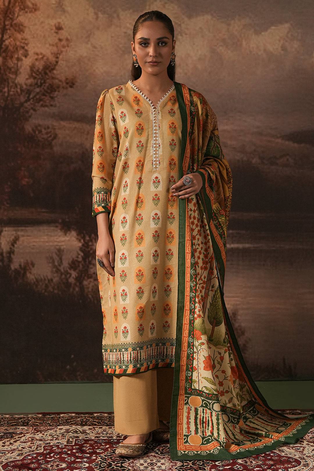 Zellbury | Unstitched 3 Piece Karandi | Shirt Shalwar Dupatta - 0379 by Maria Faisal - Registered Vendor of : Zellbury Women - type : Essential Unstitched - 100% original wedding dresses