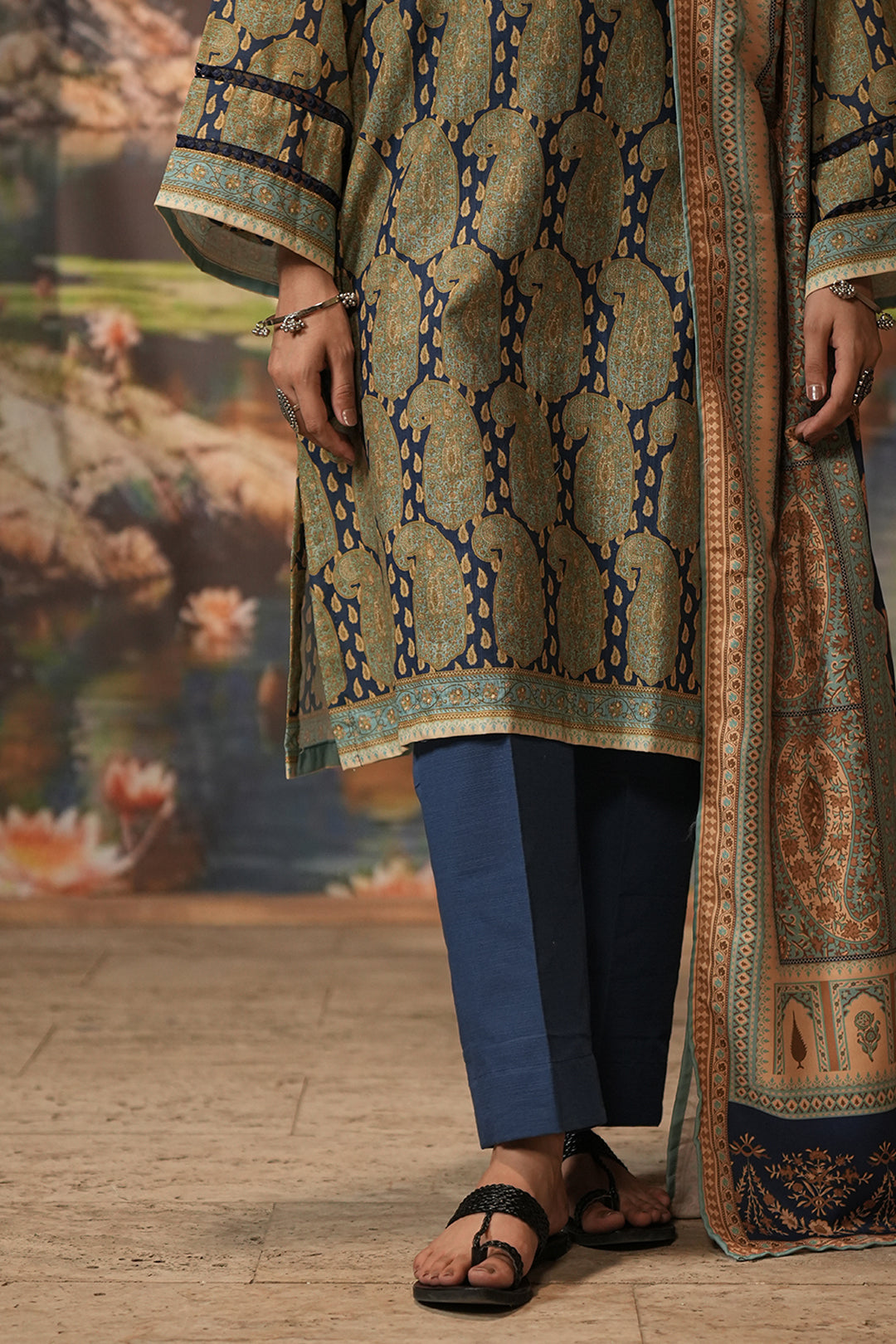 Zellbury | Unstitched 3 Piece Khaddar | Shirt Shalwar Shawl - 0381 - Designer Dress with Intricate embroidery and embellishments. Shop elegent wedding dress at Maria Faisal.