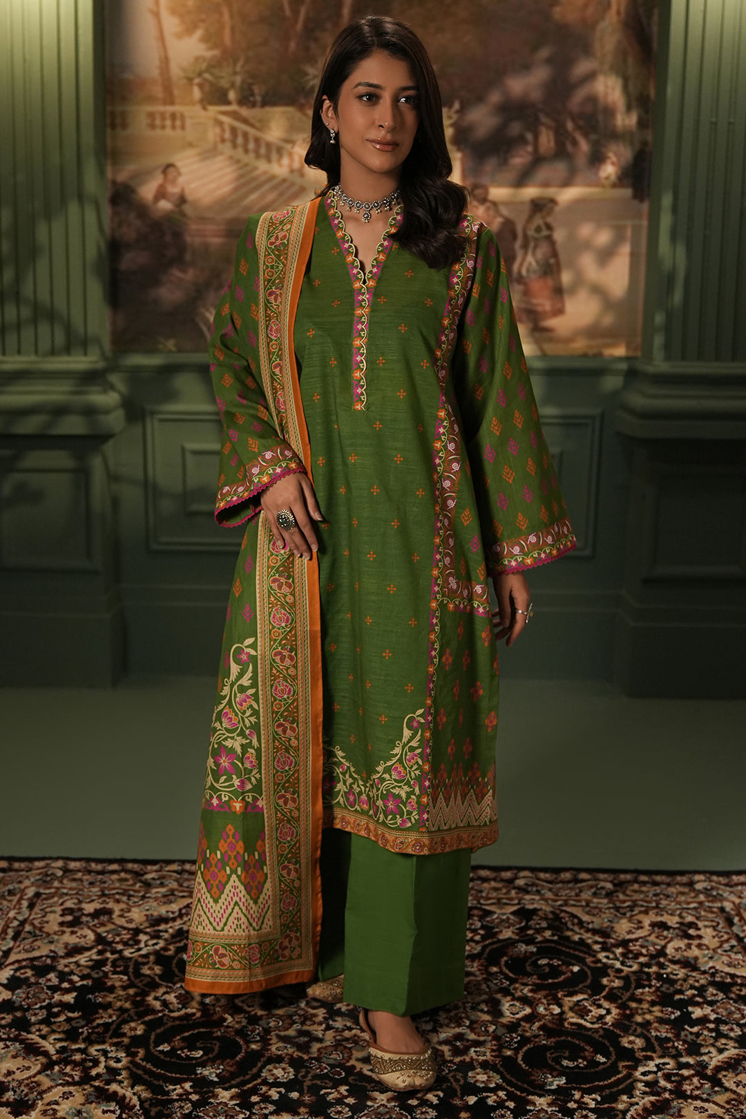 Zellbury | Unstitched 3 Piece Khaddar | Shirt Shalwar Dupatta - 0386 - Designer Dress with Intricate embroidery and embellishments. Shop elegent wedding dress at Maria Faisal.