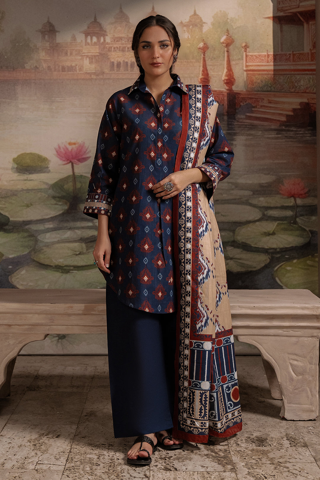 Zellbury | Unstitched 3 Piece Khaddar | Shirt Shalwar Dupatta - 0387 - Designer Dress with Intricate embroidery and embellishments. Shop elegent wedding dress at Maria Faisal.