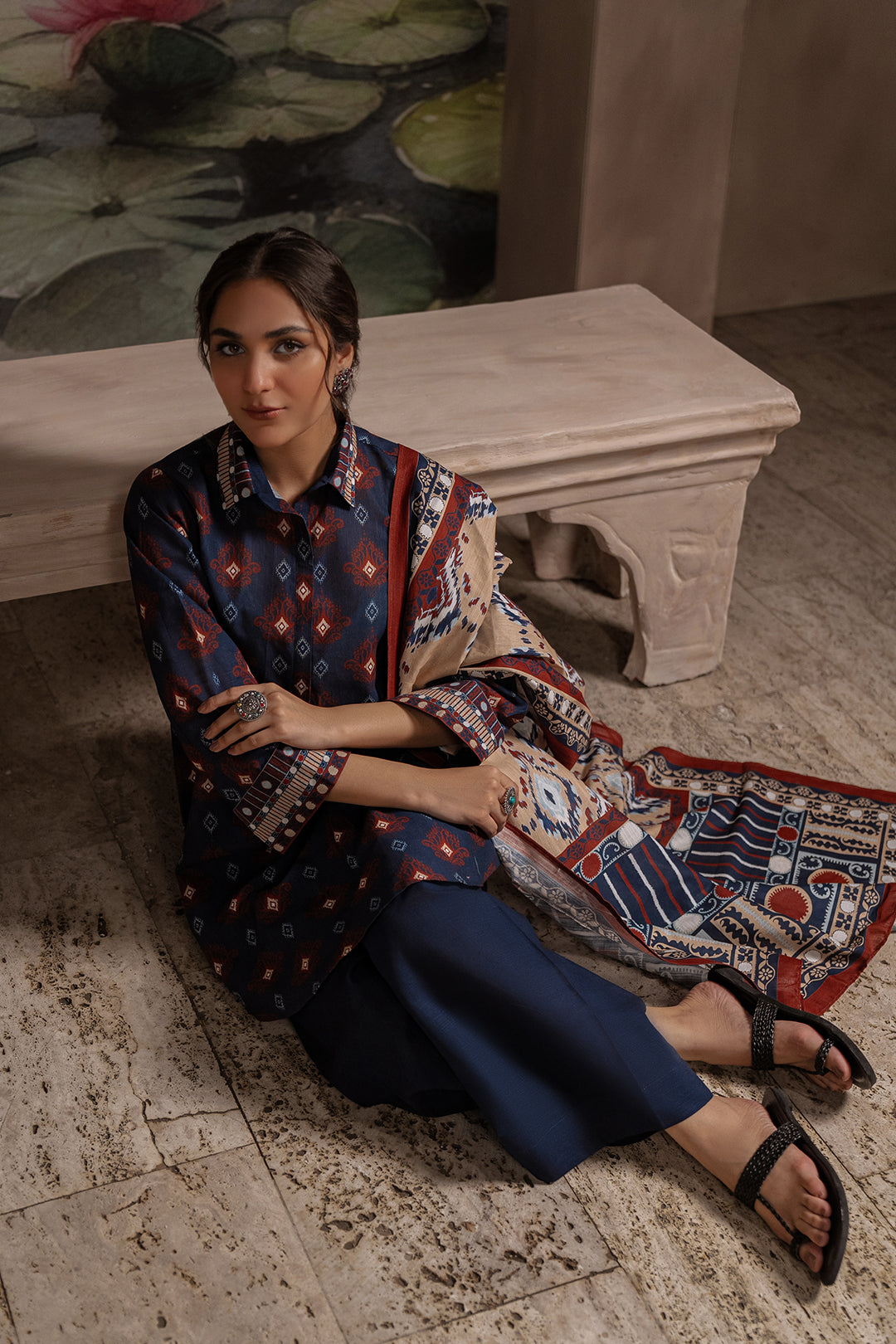 Zellbury | Unstitched 3 Piece Khaddar | Shirt Shalwar Dupatta - 0387 - Designer Dress with Intricate embroidery and embellishments. Shop elegent wedding dress at Maria Faisal.