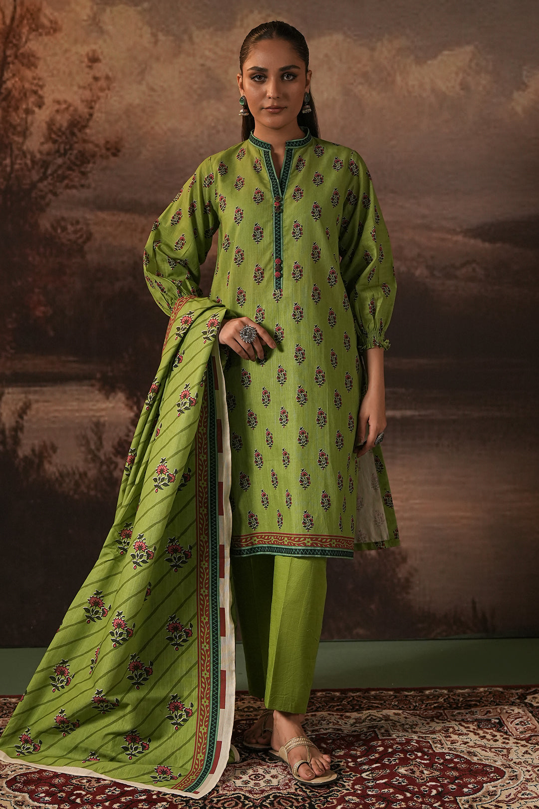 Zellbury | Unstitched 3 Piece Khaddar | Shirt Shalwar Dupatta - 0388 - Designer Dress with Intricate embroidery and embellishments. Shop elegent wedding dress at Maria Faisal.