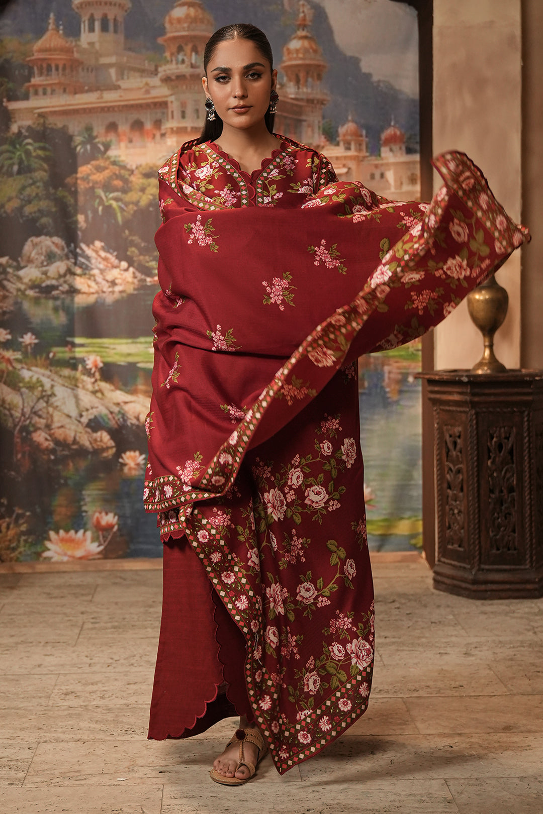 Zellbury | Unstitched 3 Piece Khaddar | Shirt Shalwar Shawl - 0389 - Designer Dress with Intricate embroidery and embellishments. Shop elegent wedding dress at Maria Faisal.
