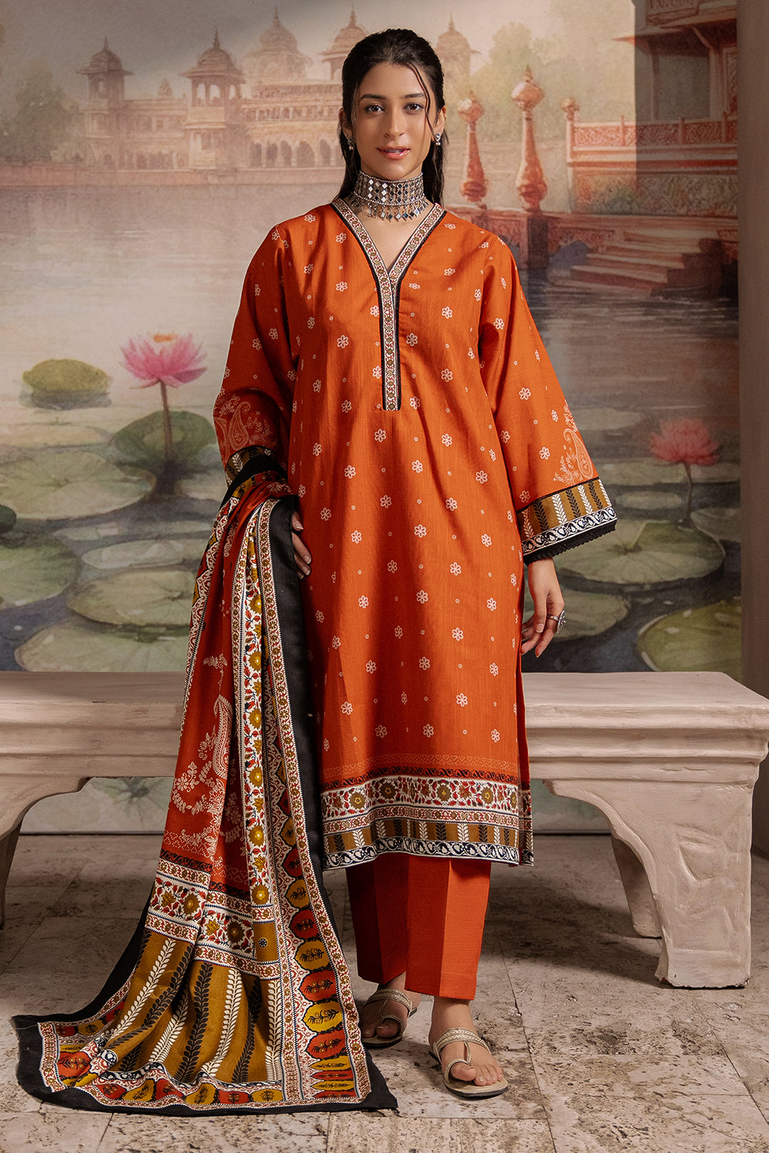 Zellbury | Unstitched 3 Piece Khaddar | Shirt Shalwar Shawl - 0391 - Designer Dress with Intricate embroidery and embellishments. Shop elegent wedding dress at Maria Faisal.