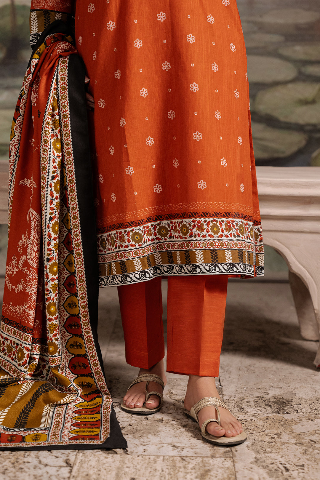 Zellbury | Unstitched 3 Piece Khaddar | Shirt Shalwar Shawl - 0391 - Designer Dress with Intricate embroidery and embellishments. Shop elegent wedding dress at Maria Faisal.
