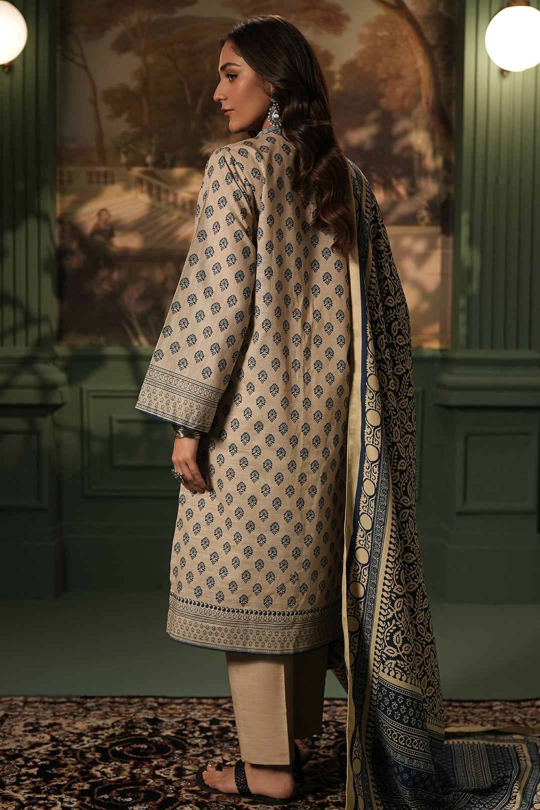 Zellbury | Unstitched 3 Piece Khaddar | Shirt Shalwar Shawl - 0392 - Designer Dress with Intricate embroidery and embellishments. Shop elegent wedding dress at Maria Faisal.