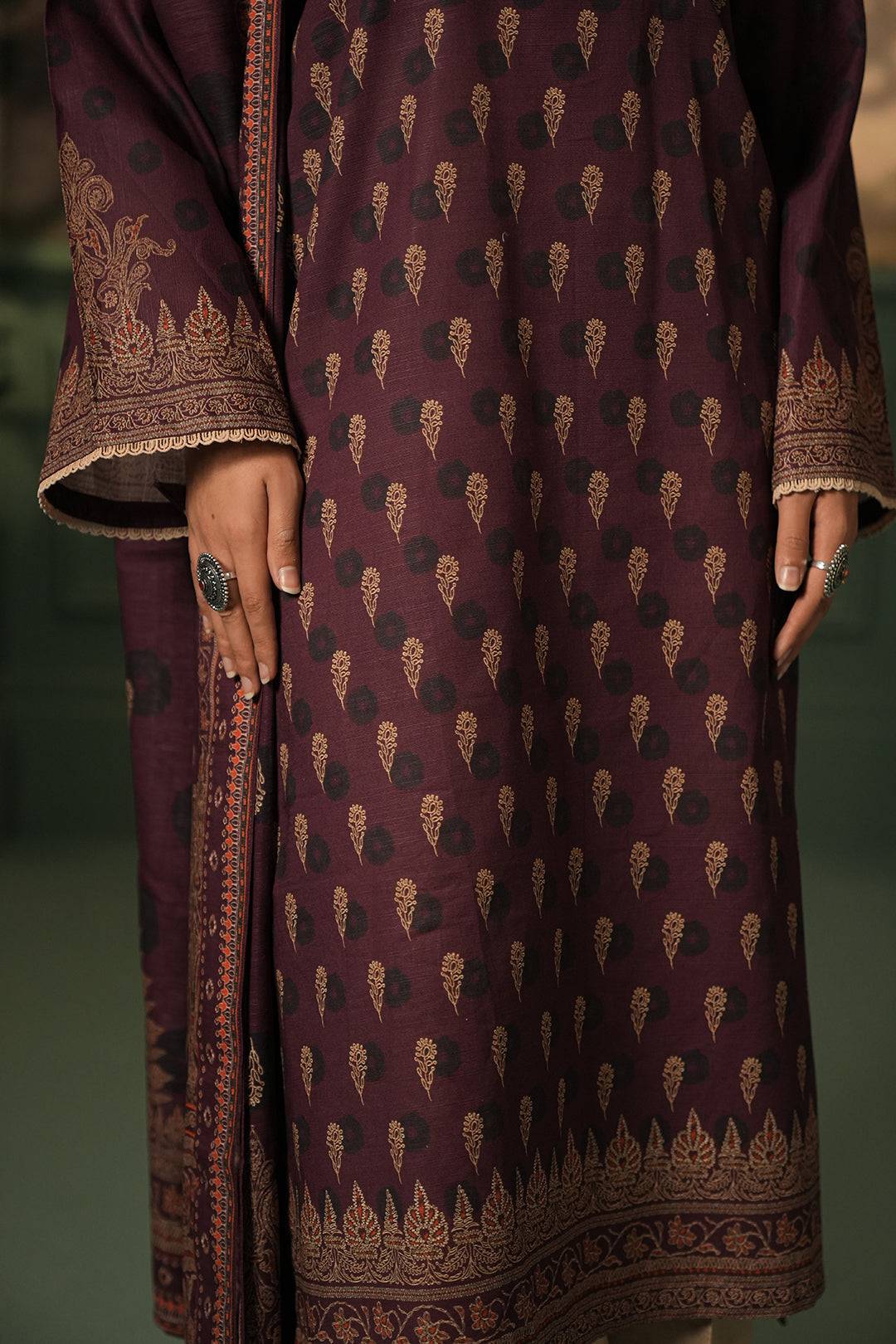 Zellbury | Unstitched 3 Piece Khaddar | Shirt Shalwar Dupatta - 0396 by Maria Faisal - Registered Vendor of : Zellbury Women - type : Essential Unstitched - 100% original wedding dresses