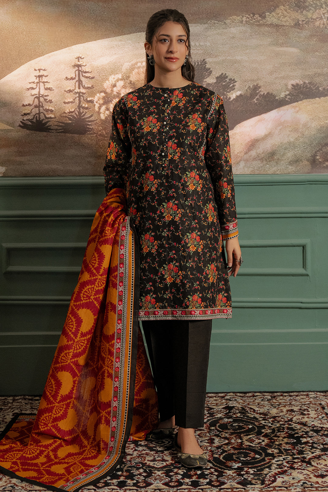 Zellbury | Unstitched 3 Piece Khaddar | Shirt Shalwar Dupatta - 0447 - Designer Dress with Intricate embroidery and embellishments. Shop elegent wedding dress at Maria Faisal.