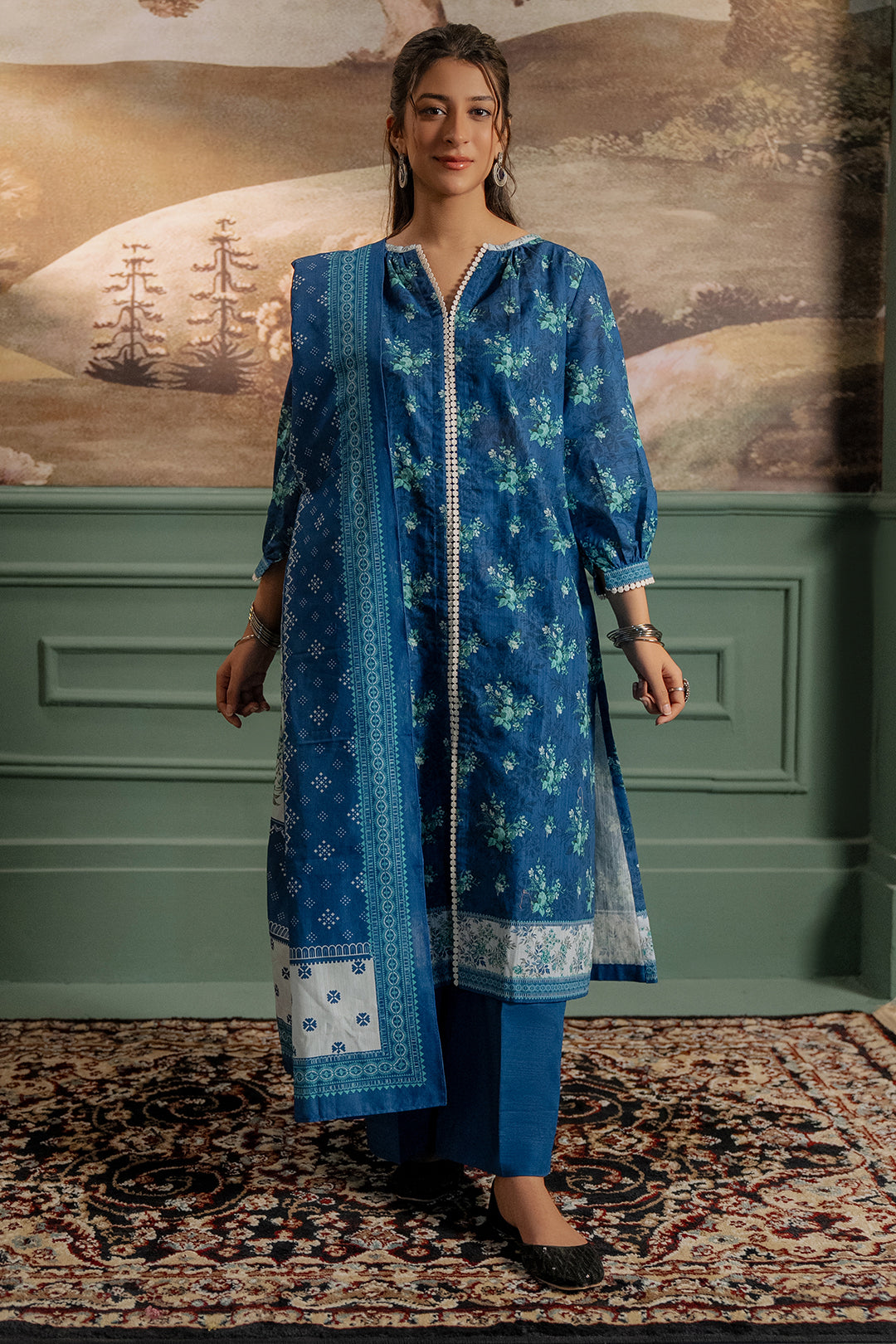 Zellbury | Unstitched 3 Piece Khaddar | Shirt Shalwar Dupatta - 0450 - Designer Dress with Intricate embroidery and embellishments. Shop elegent wedding dress at Maria Faisal.
