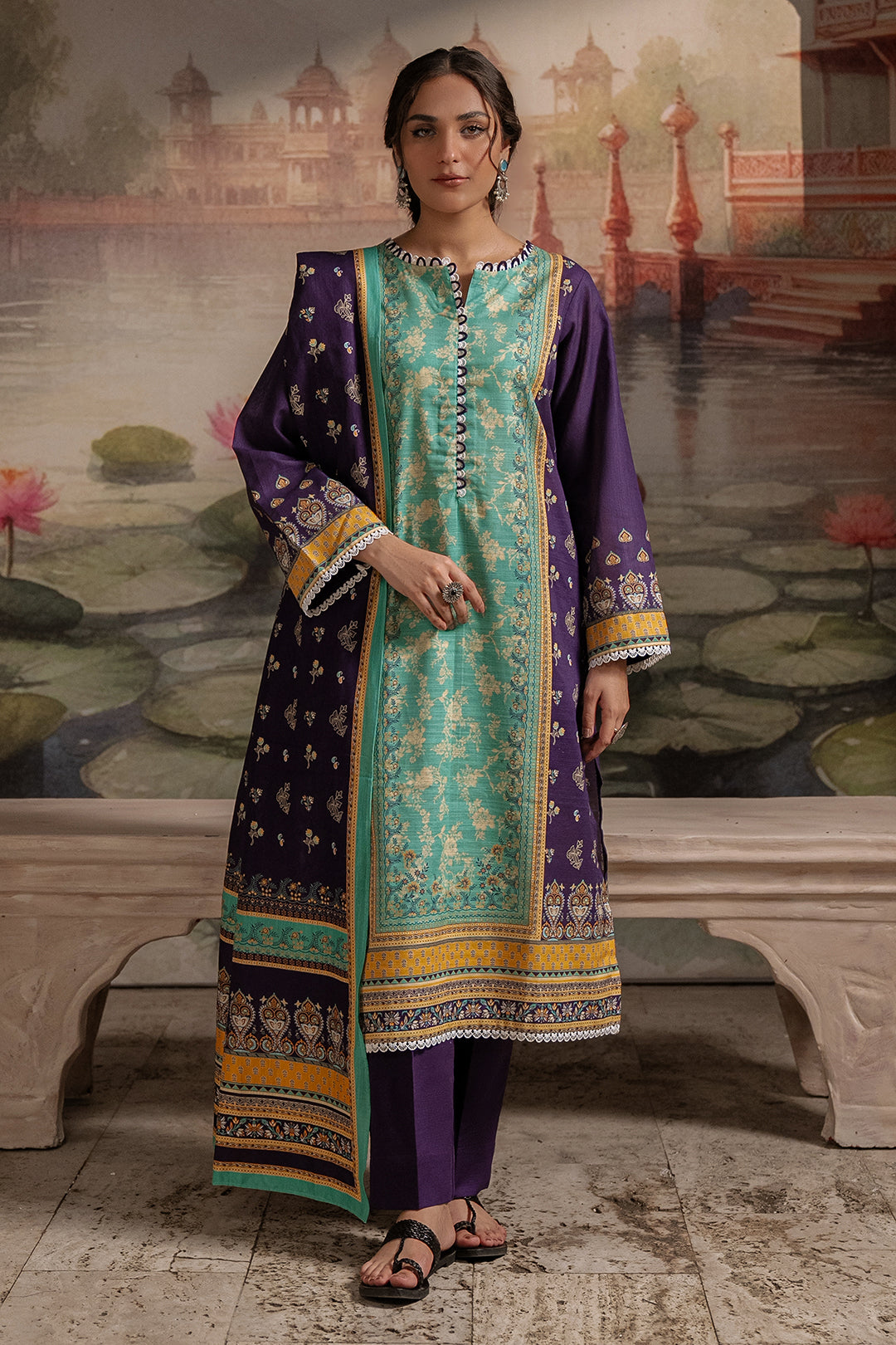 Zellbury | Unstitched 3 Piece Khaddar | Shirt Shalwar Dupatta - 0455 - Designer Dress with Intricate embroidery and embellishments. Shop elegent wedding dress at Maria Faisal.