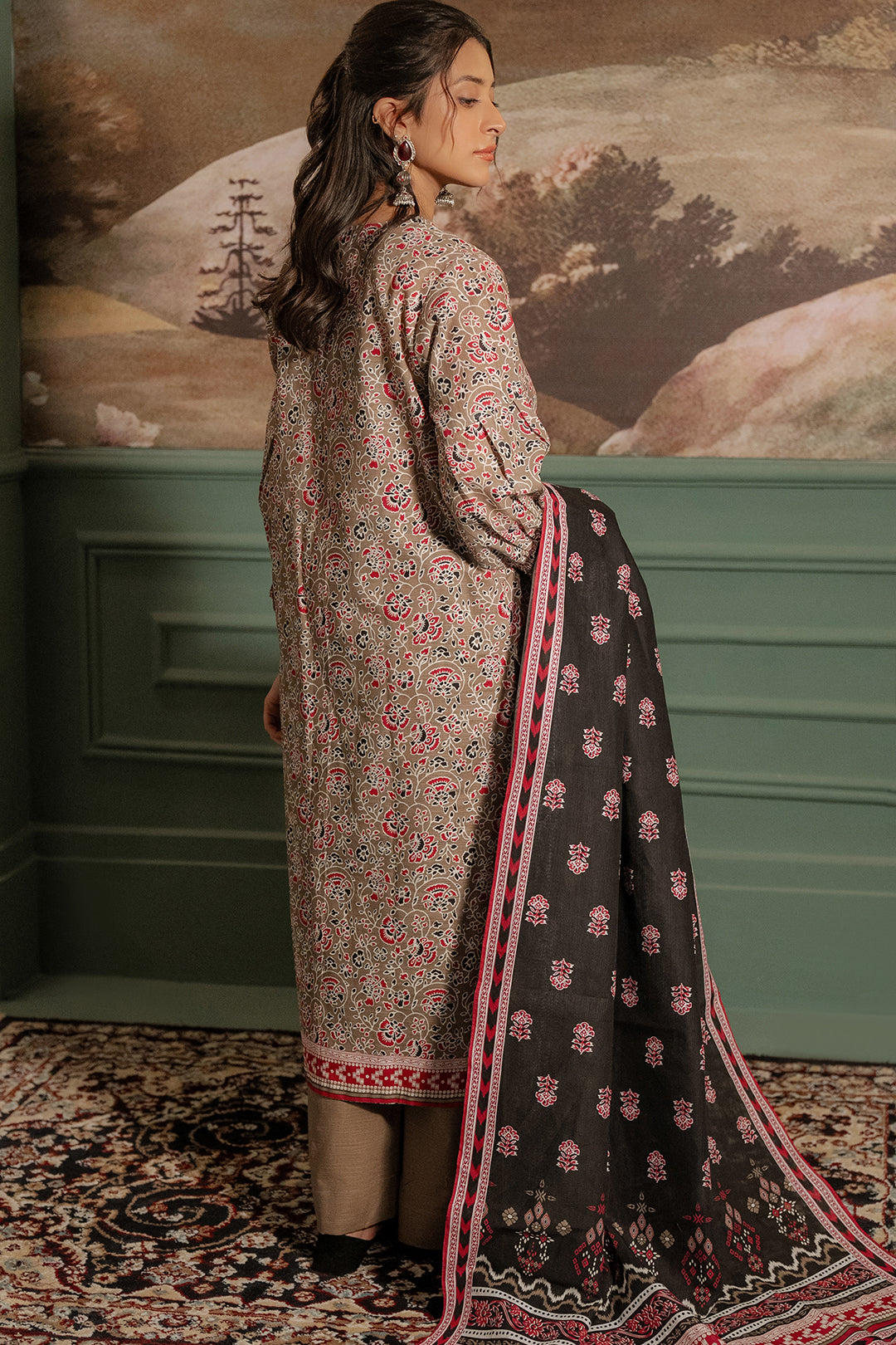 Zellbury | Unstitched 3 Piece Khaddar | Shirt Shalwar Dupatta - 0456 - Designer Dress with Intricate embroidery and embellishments. Shop elegent wedding dress at Maria Faisal.