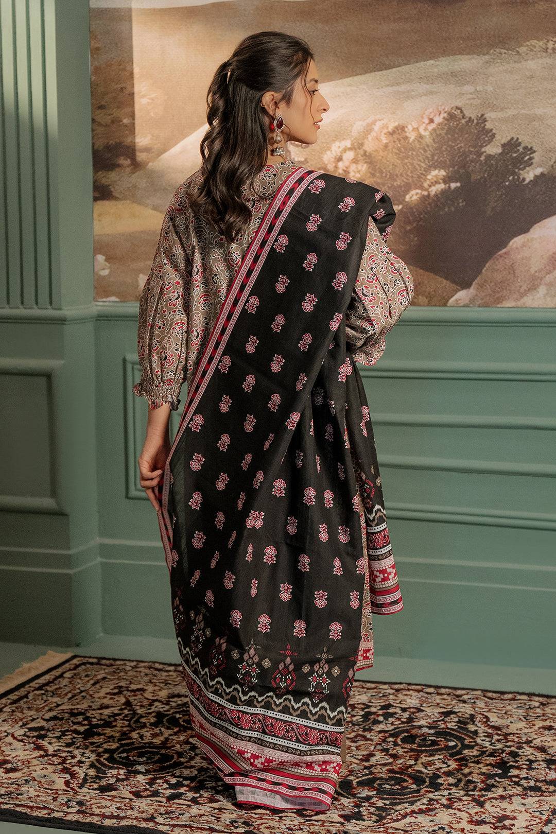 Zellbury | Unstitched 3 Piece Khaddar | Shirt Shalwar Dupatta - 0456 by Maria Faisal - Registered Vendor of : Zellbury Women - type : Essential Unstitched - 100% original wedding dresses