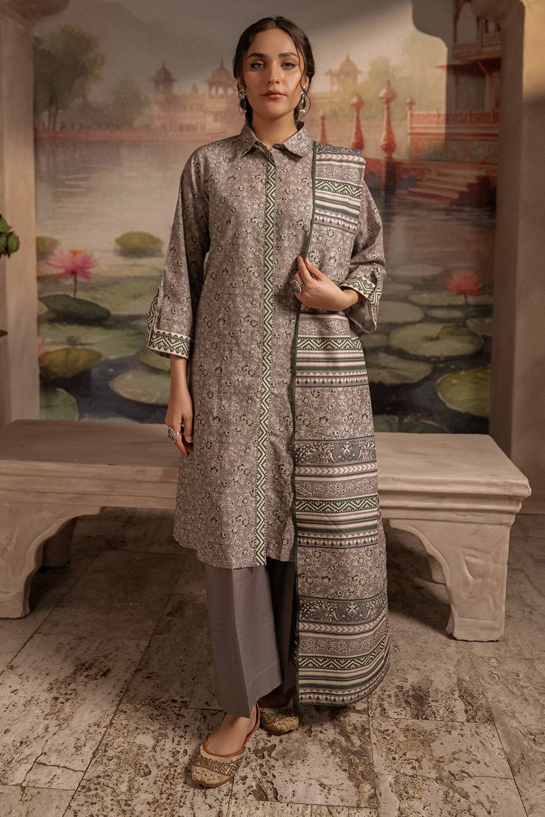 Zellbury | Unstitched 3 Piece Karandi | Shirt Shalwar Dupatta - 0457 by Maria Faisal - Registered Vendor of : Zellbury Women - type : Essential Unstitched - 100% original wedding dresses