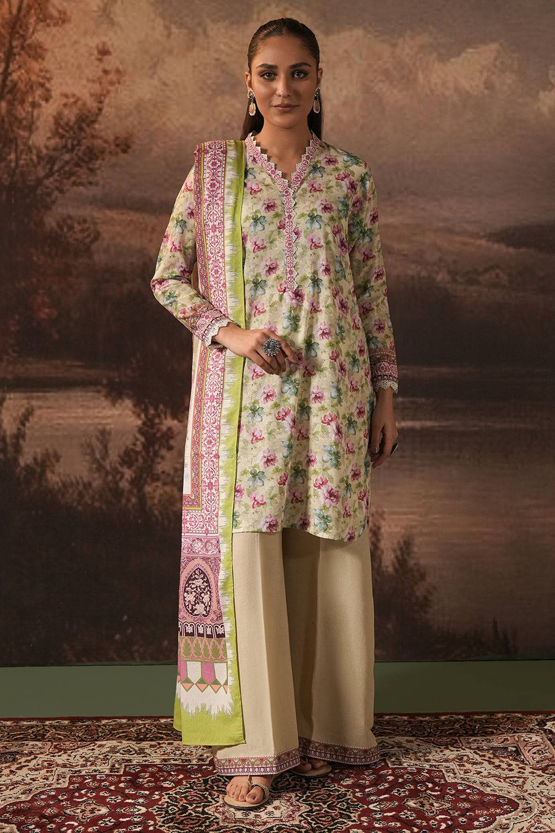 Zellbury | Unstitched 3 Piece Karandi | Shirt Shalwar Dupatta - 0458 by Maria Faisal - Registered Vendor of : Zellbury Women - type : Essential Unstitched - 100% original wedding dresses