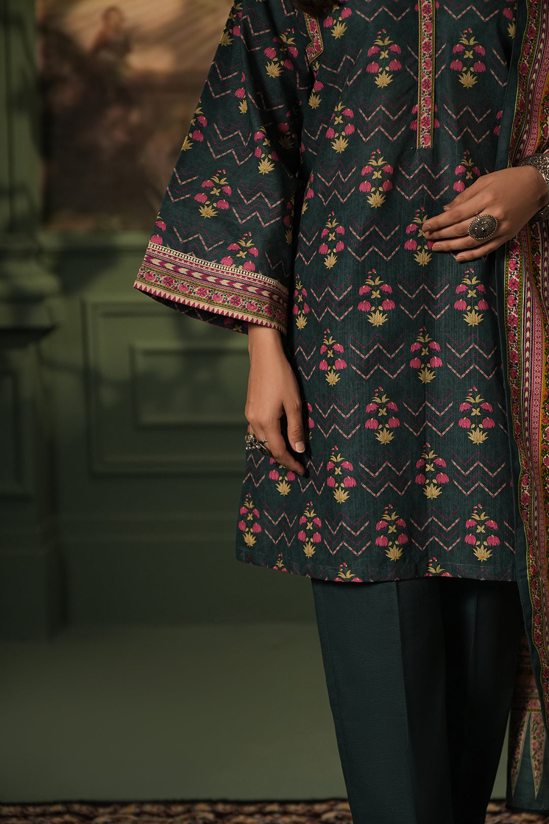 Zellbury | Unstitched 3 Piece Khaddar | Shirt Shalwar Shawl - 0459 - Designer Dress with Intricate embroidery and embellishments. Shop elegent wedding dress at Maria Faisal.