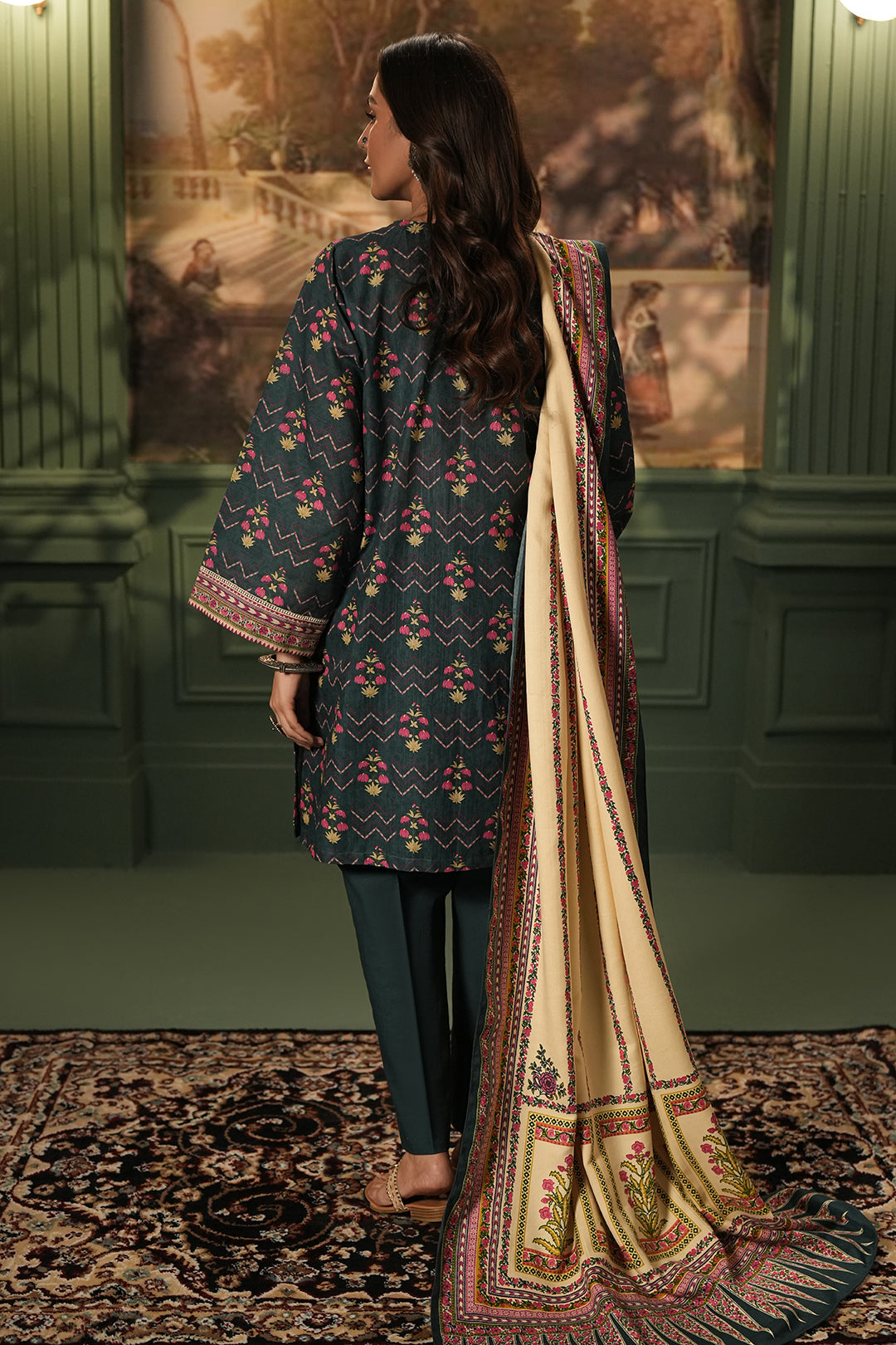 Zellbury | Unstitched 3 Piece Khaddar | Shirt Shalwar Shawl - 0459 - Designer Dress with Intricate embroidery and embellishments. Shop elegent wedding dress at Maria Faisal.