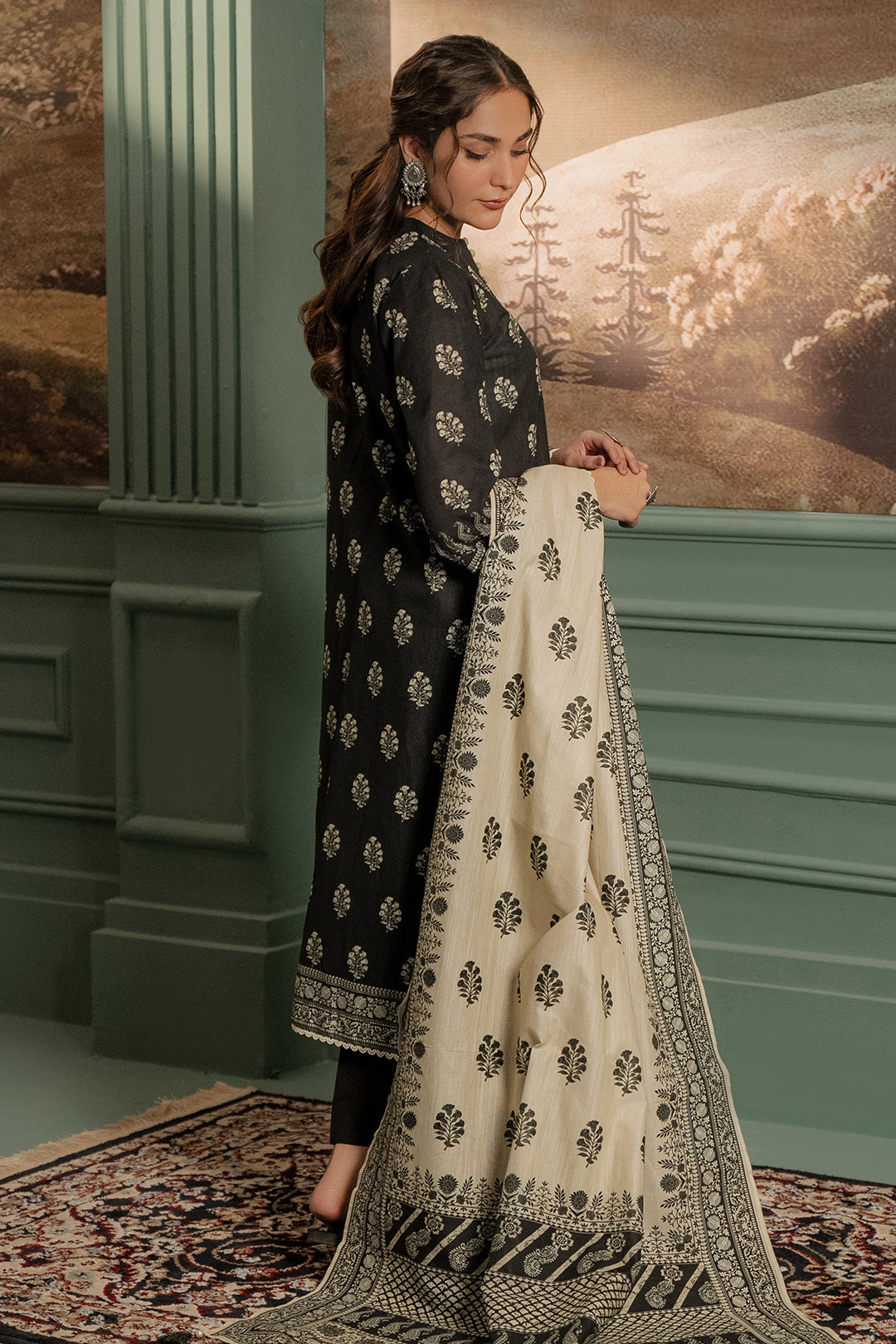 Zellbury | Unstitched 3 Piece Khaddar | Shirt Shalwar Dupatta - 0461 - Designer Dress with Intricate embroidery and embellishments. Shop elegent wedding dress at Maria Faisal.