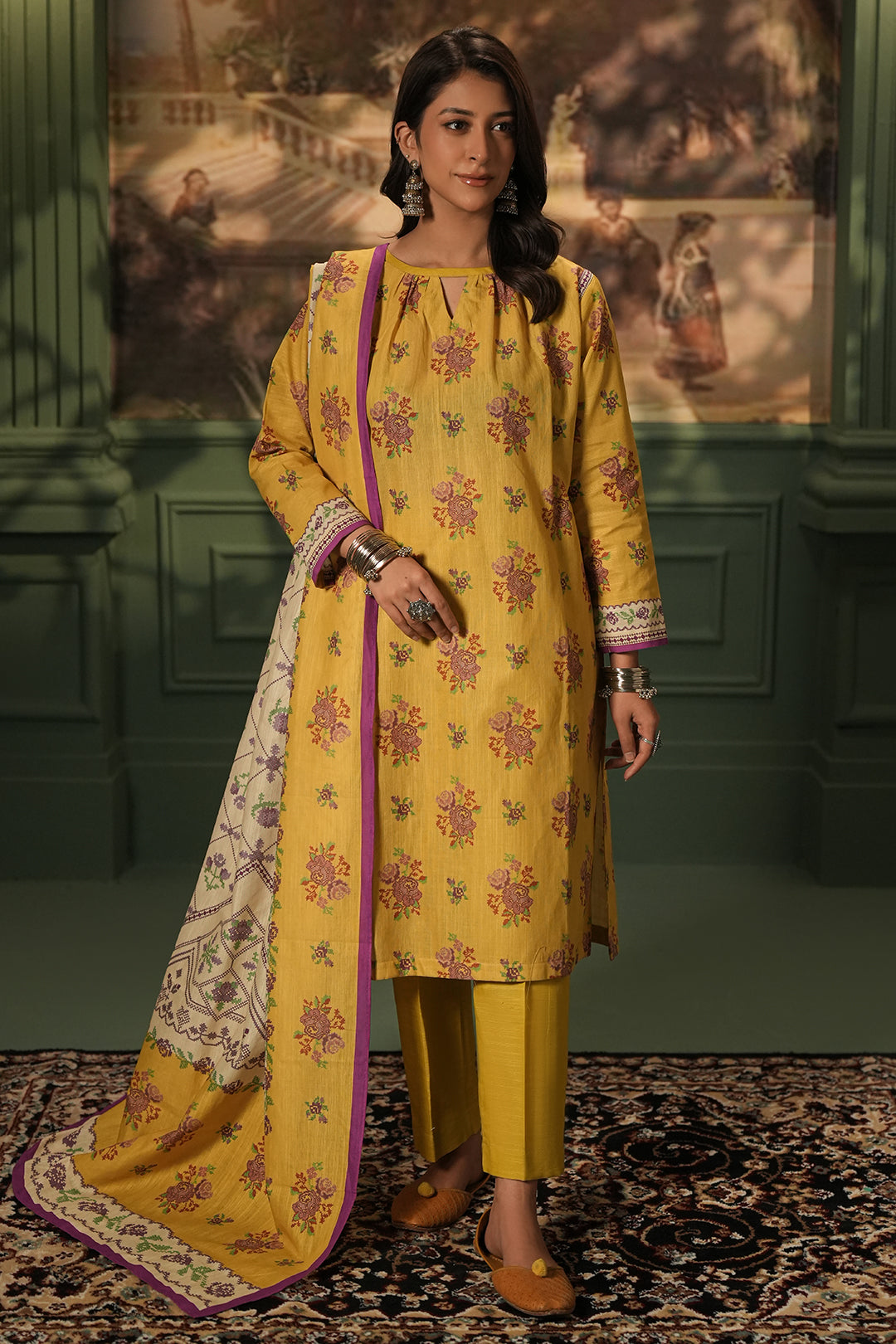 Zellbury | Unstitched 3 Piece Khaddar | Shirt Shalwar Dupatta - 0464 - Designer Dress with Intricate embroidery and embellishments. Shop elegent wedding dress at Maria Faisal.