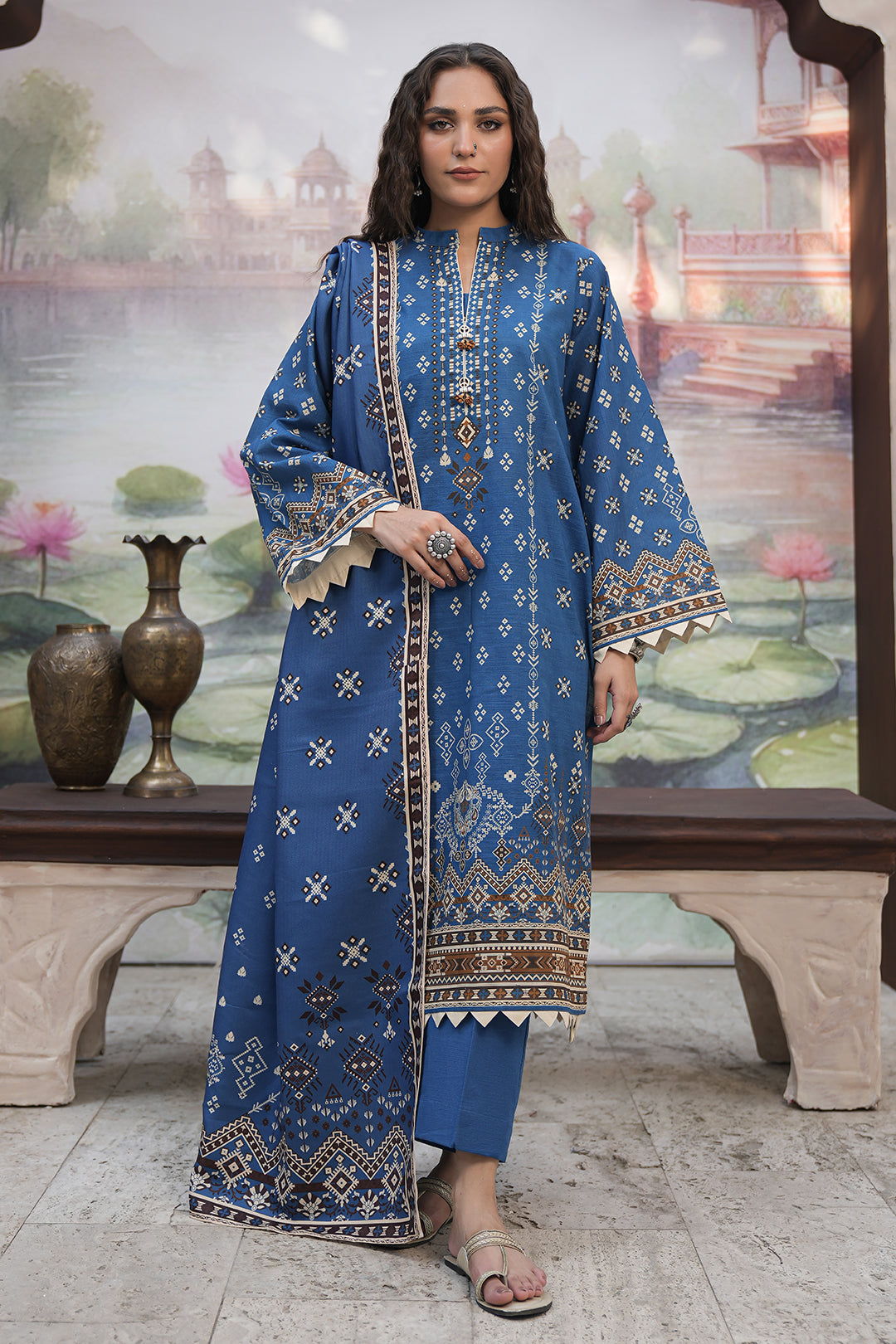 Zellbury | Unstitched 3 Piece Khaddar | Shirt Shalwar Shawl - 0466 - Designer Dress with Intricate embroidery and embellishments. Shop elegent wedding dress at Maria Faisal.