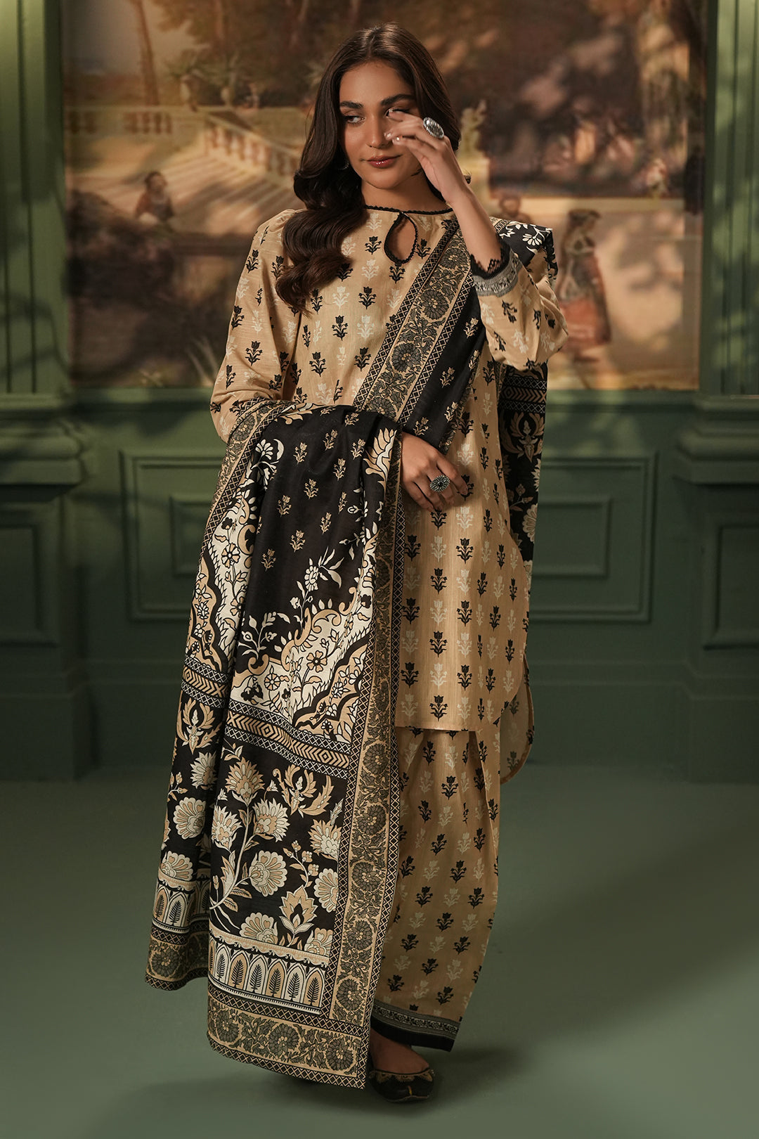 Zellbury | Unstitched 3 Piece Khaddar | Shirt Shalwar Dupatta - 0473 - Designer Dress with Intricate embroidery and embellishments. Shop elegent wedding dress at Maria Faisal.