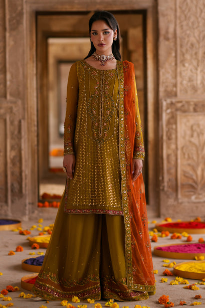 Naqshi | Zariah Crinkle Collection | Maahid - Formal Dress - available at Maria Faisal in UK and USA.