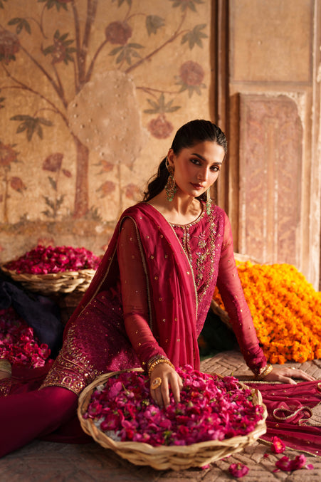 Naqshi | Kiraz Chiffon Collection | Zardoz - Formal Dress - available at Maria Faisal in UK and USA.