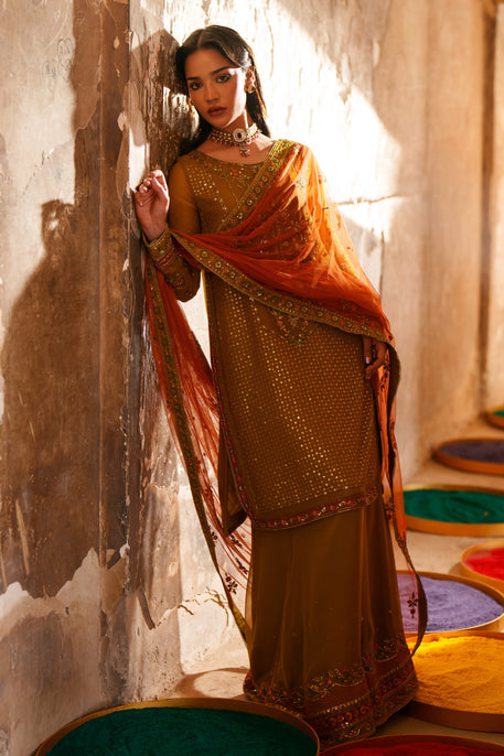 Naqshi | Zariah Crinkle Collection | Maahid - Formal Dress - available at Maria Faisal in UK and USA.
