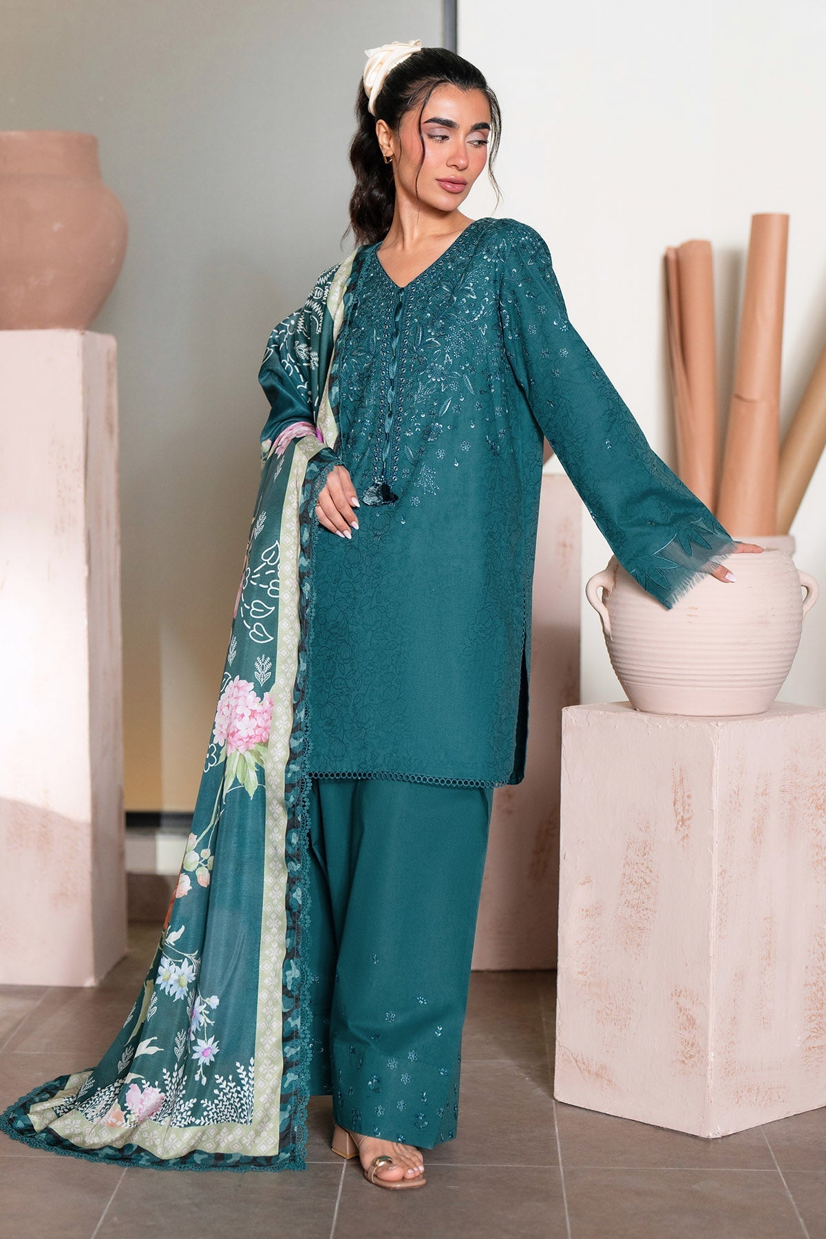 Nureh | Raha Lawn | NE-237 - Luxury Dress - available at Maria Faisal in UK and USA.