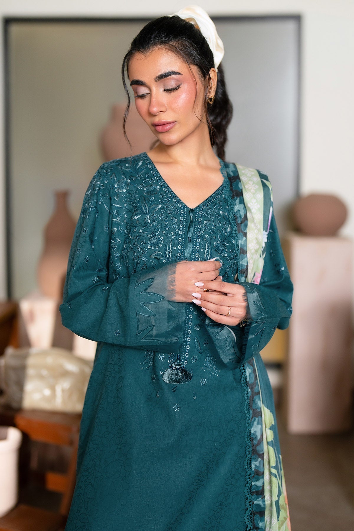 Nureh | Raha Lawn | NE-237 - Luxury Dress - available at Maria Faisal in UK and USA.