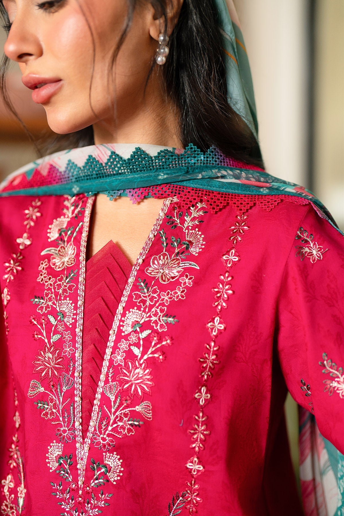 Nureh | Raha Lawn | NE-236 - Luxury Dress - available at Maria Faisal in UK and USA.