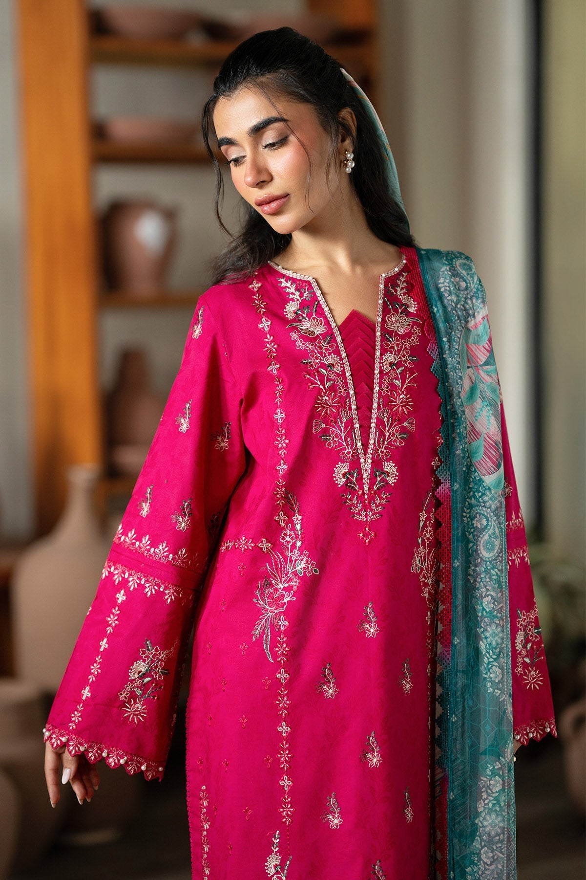 Nureh | Raha Lawn | NE-236 - Luxury Dress - available at Maria Faisal in UK and USA.
