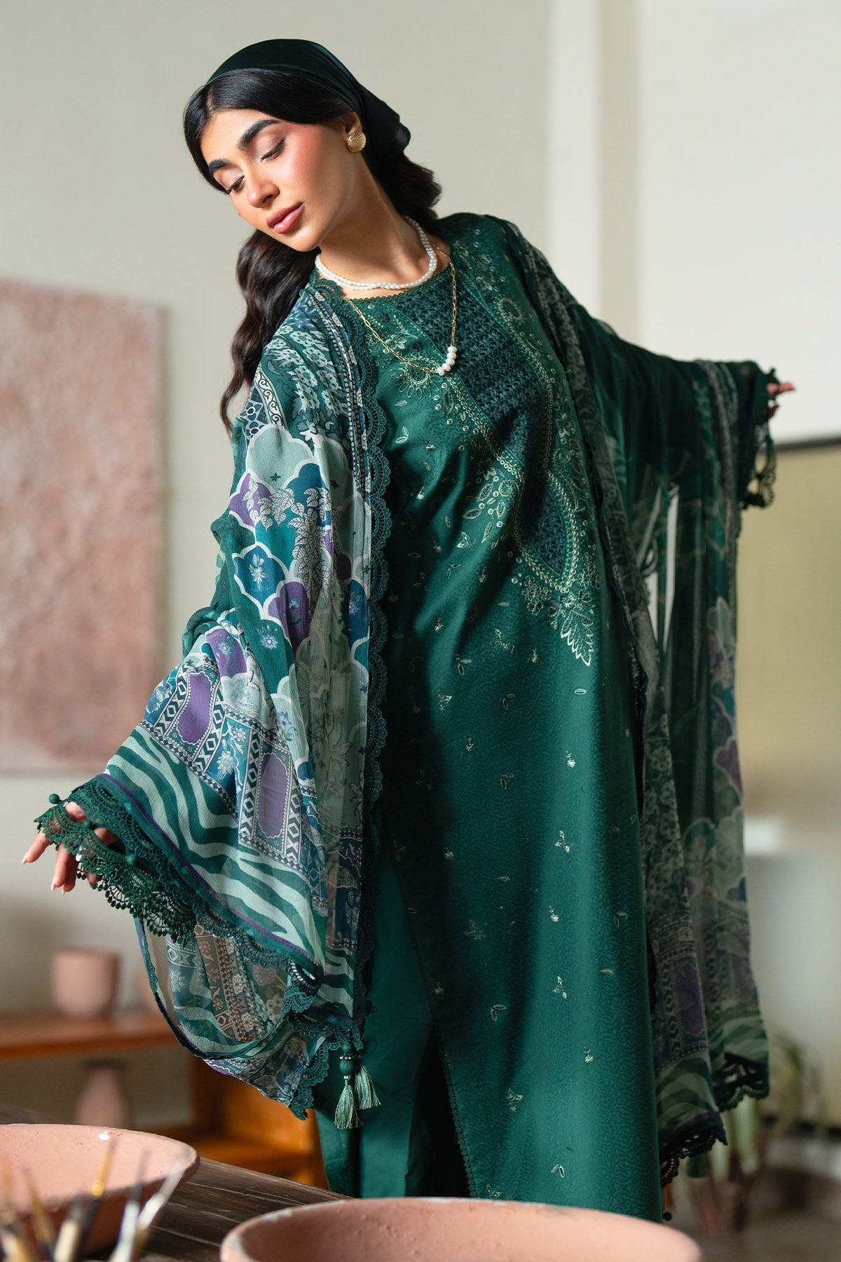Nureh | Raha Lawn | NE-234 - Luxury Dress - available at Maria Faisal in UK and USA.