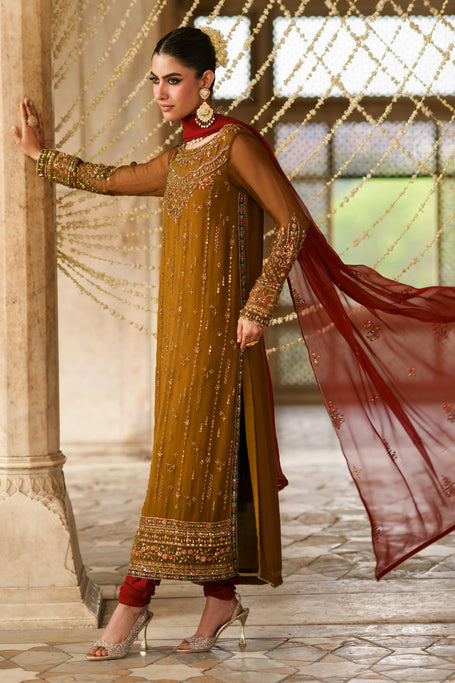 Naqshi | Zariah Crinkle Collection | Huzaim - Formal Dress - available at Maria Faisal in UK and USA.