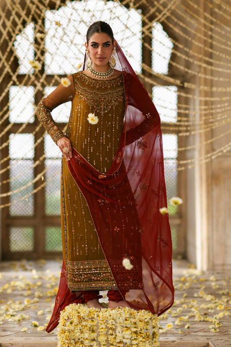 Naqshi | Zariah Crinkle Collection | Huzaim - Formal Dress - available at Maria Faisal in UK and USA.