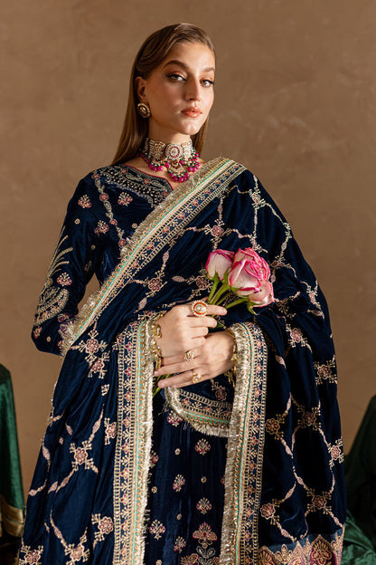 Marjjan | De Rose Velvet | MRV-10 (BLUE) - Ladies Clothes - Maria Faisal