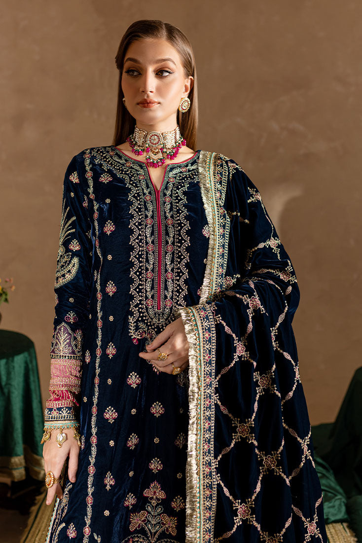 Marjjan | De Rose Velvet | MRV-10 (BLUE) - Ladies Clothes - Maria Faisal