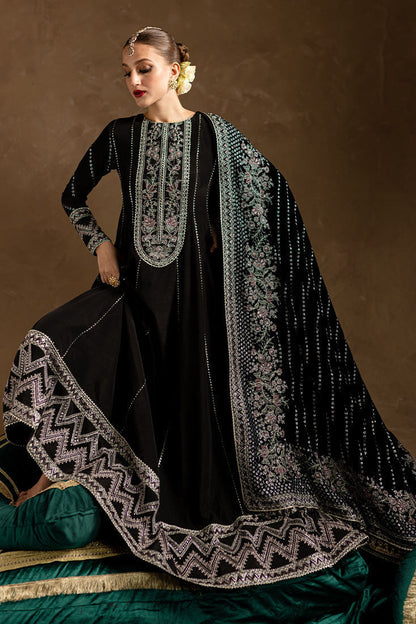 Marjjan | De Rose Velvet | MRV-14 (BLACK) - Ladies Clothes - Maria Faisal