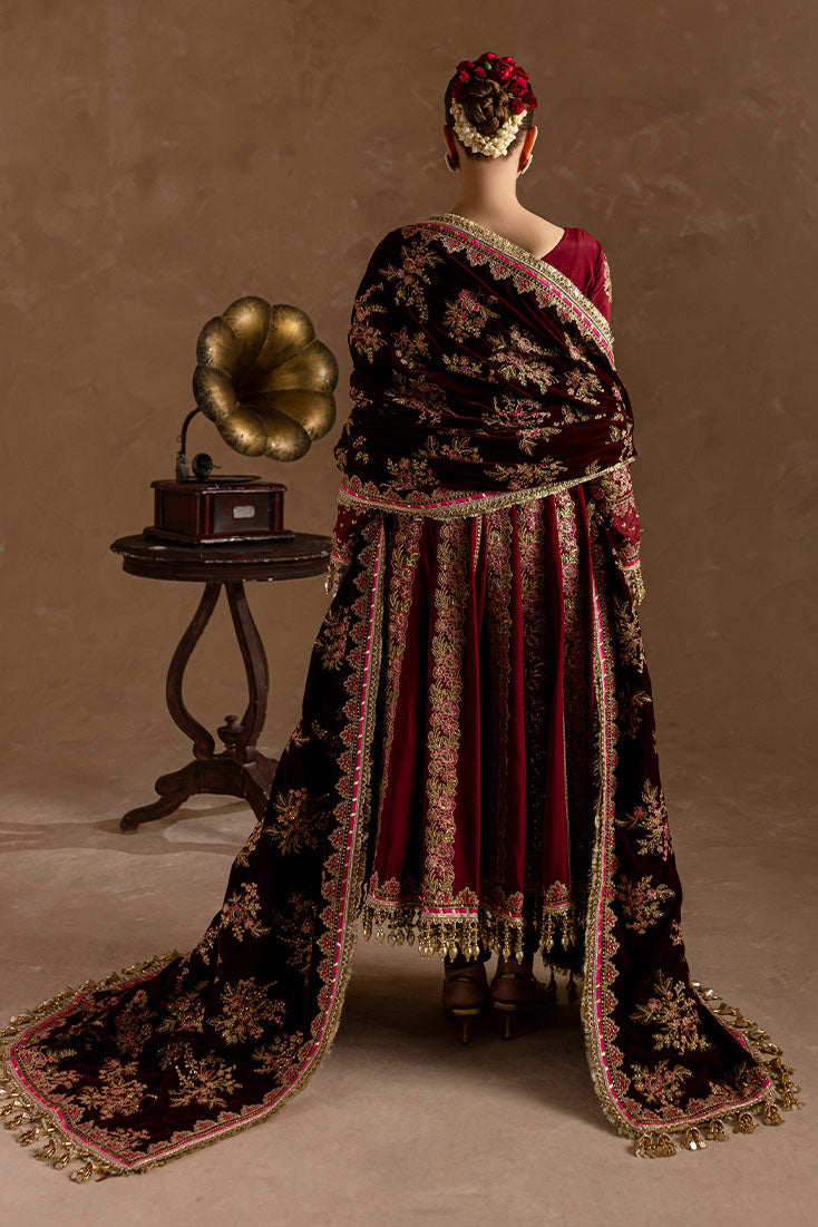 Marjjan | De Rose Velvet | MRV-13 (MEHROON) - Ladies Clothes - Maria Faisal