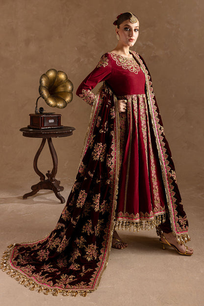 Marjjan | De Rose Velvet | MRV-13 (MEHROON) - Ladies Clothes - Maria Faisal