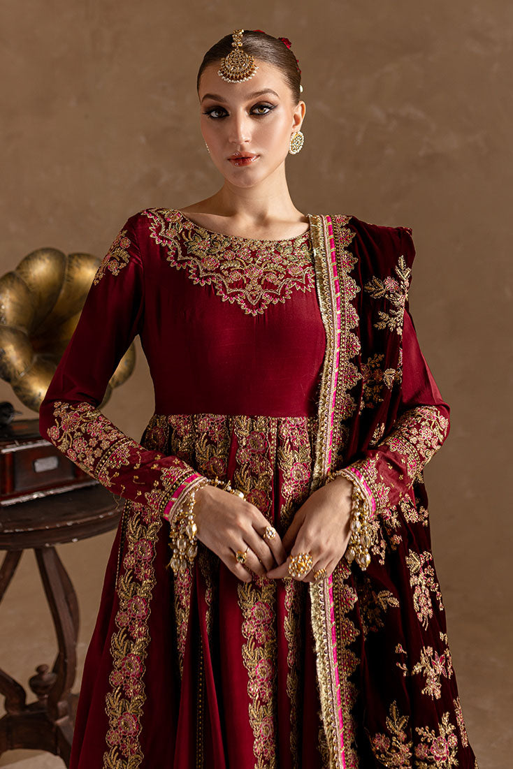 Marjjan | De Rose Velvet | MRV-13 (MEHROON) - Ladies Clothes - Maria Faisal